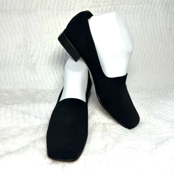 Antonio Melanie ERICA Square Toe Slip On Black Fabric Flats - Picture 1 of 11